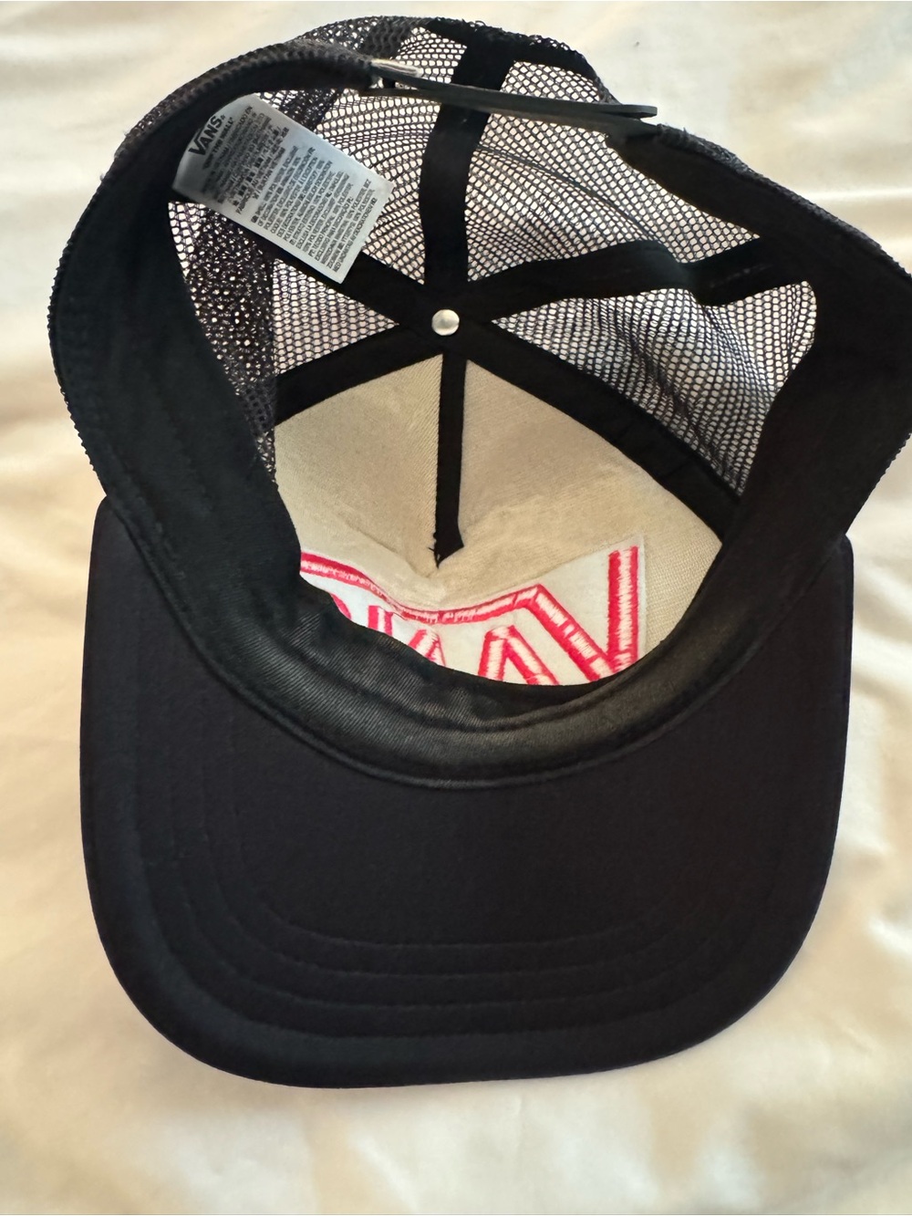 Vans Black Trucker Hat with Pink Logo - Picture 3 of 3